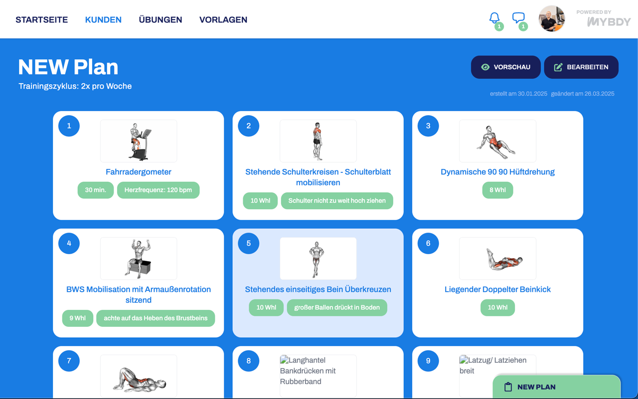 Verbesserte Trainingsplanvorschau